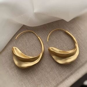 Sculptural Gold Tone Earrings